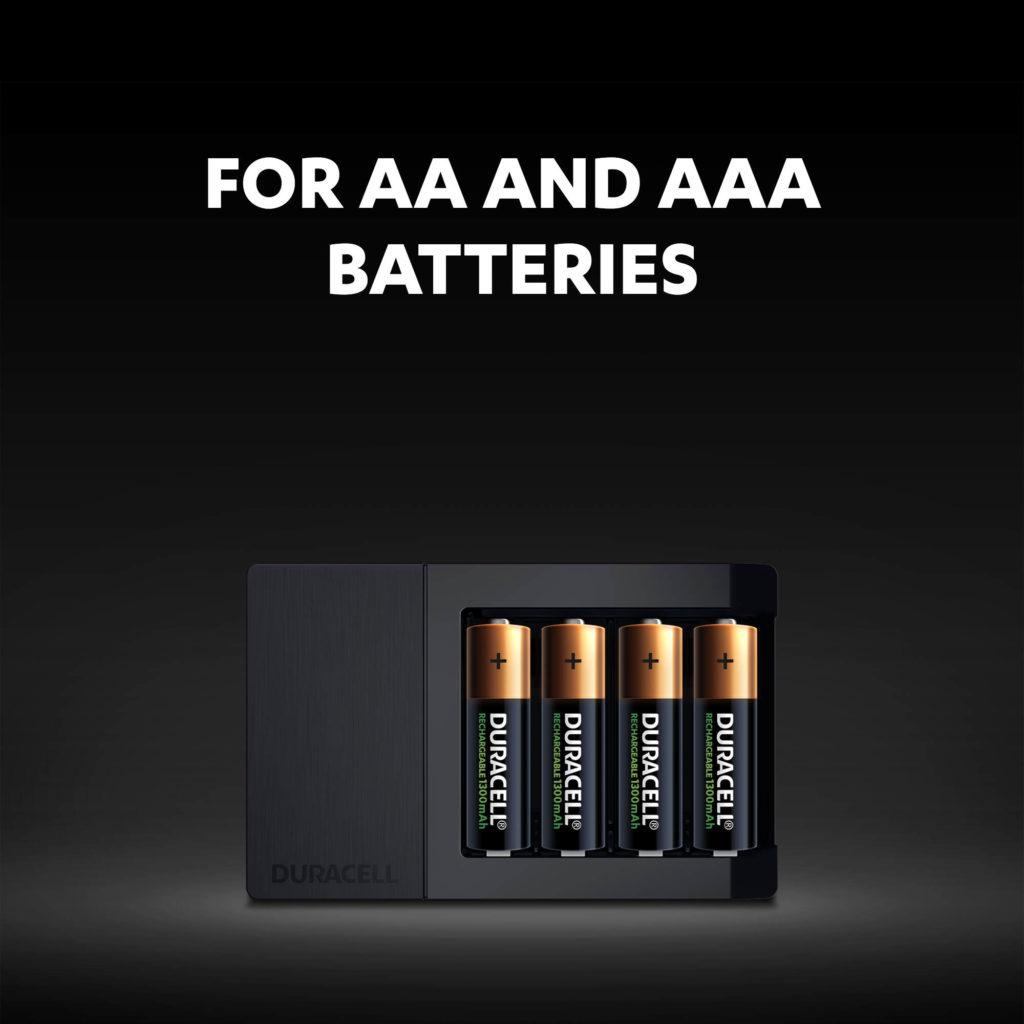 Chargeur de piles Duracell - Charge en 45 minutes - 2 piles AA et 2 piles  AAA incluses